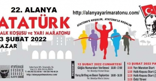 22.Alanya Atatürk Halk Koşusu ve Yarı Maratonu Gerçekleştirilecek