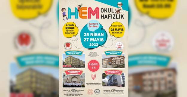 "Hem Okul Hem Hafızlık" Projesine  Başvurular Yarın Sona Eriyor