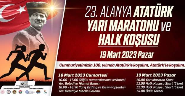 23 Alanya Atatürk Halk Koşusu ve Yarı Maratonu Yapılacak
