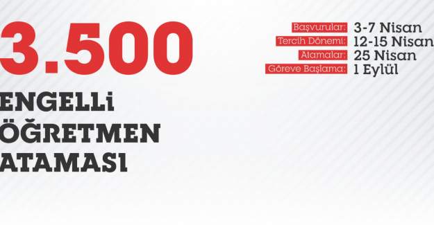 3 Bin 500 Engelli Öğretmen Ataması İçin Başvurular 3 Nisan'da Başlayacak