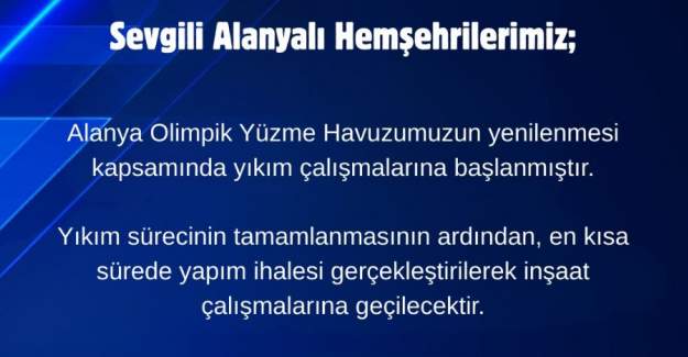 Olimpik Havuzda Yıkım Başladı : AK Parti’den Yeni Havuz Müjdesi